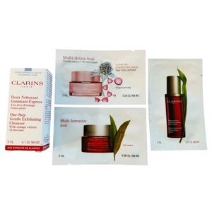 Lot of 4 Clarins Skincare Mini Samples Cleanser Serum Day Cream Travel Size New